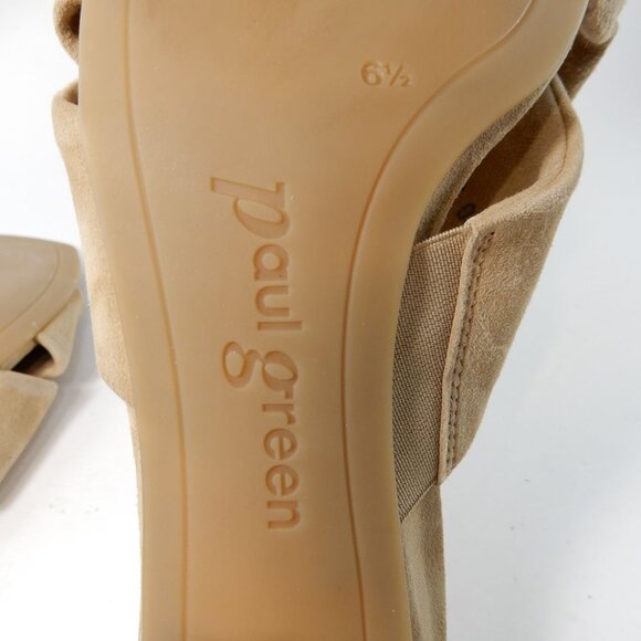 Paul Green SUPER SOFT Yasmin Slide Sandals US 9 Block Heel Beige Suede NEW $378 - Picture 12 of 13